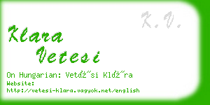 klara vetesi business card